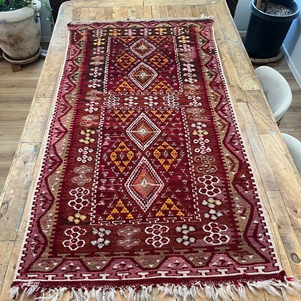 Hand-woven Kilim Wool Runner Rug 59" x 31" - Picture 6 of 9